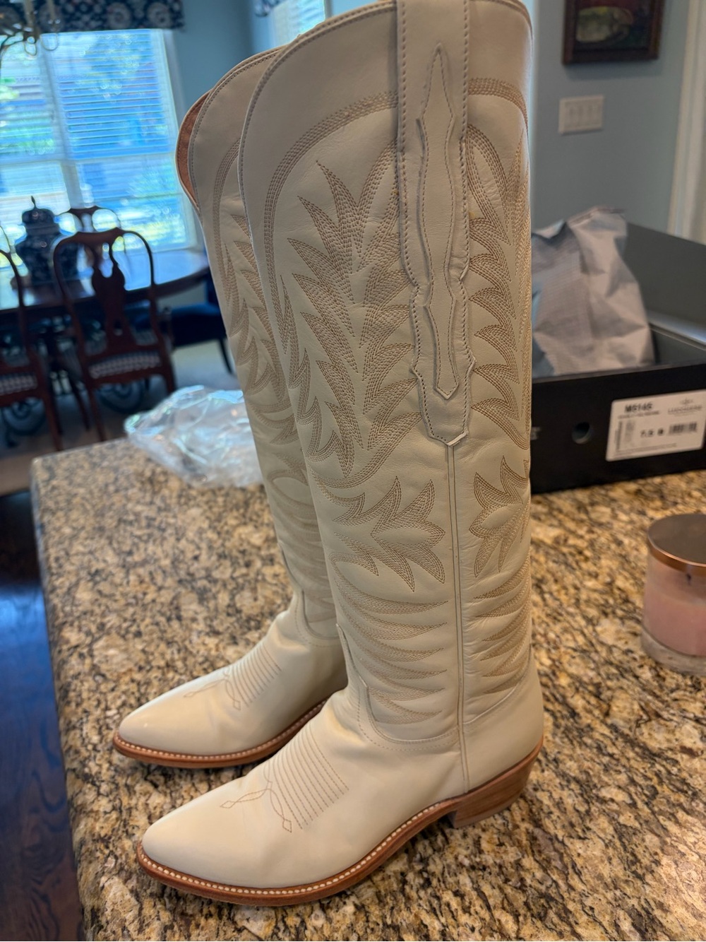 Lucchese Women’s Sorrell Tall Boot 7.5 Ivory - Picture 4 of 10
